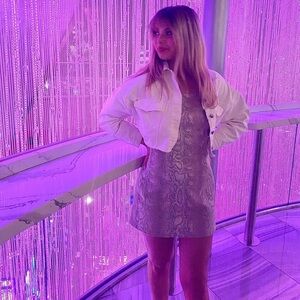 Shimmery snakeskin pattern mini dress